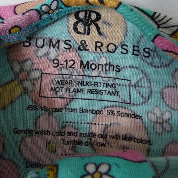 Bums & Roses Bamboo Peace Ruffle Convertible Romper, Size 9-12 Months - Picture 3 of 3